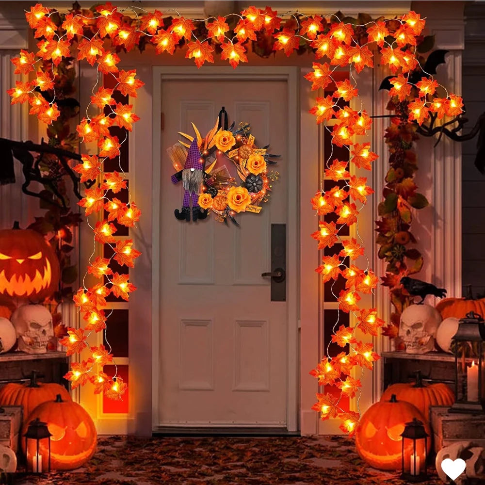 Maple Leaf Fall Garland Lights